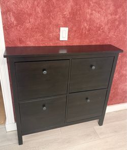 Modern Black Shoe Cabinet (4 Compartments)