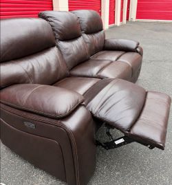 Costco Fallon Leather Power Reclining Sofa with Power Headrests