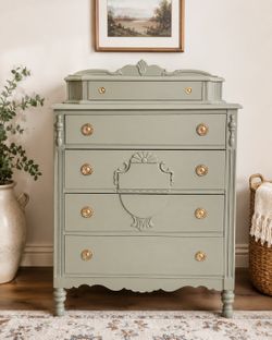 Vintage Solid Wood Tall Dresser / Chest