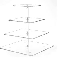 (1111-93) Clay Tonic 4 Tiered Square Acrylic Glass Premium Cupcake Holder-Cake Stand-Cupcake Stand-Dessert Stand-Tea Party Serving Platter (Square)