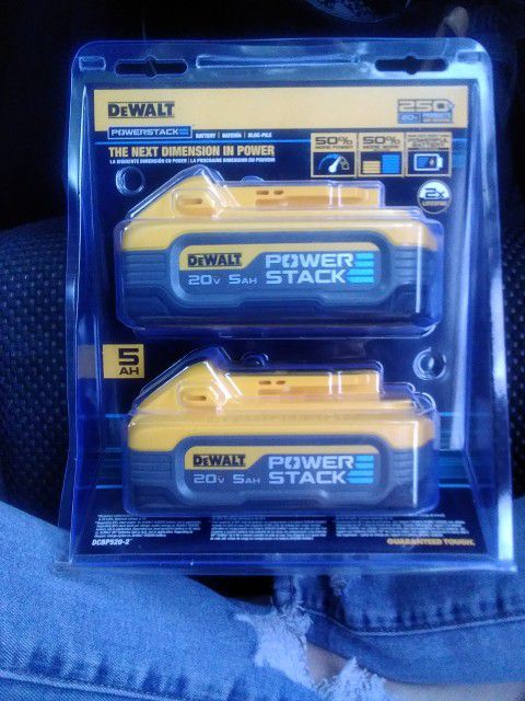 DEWALT TOOLS 20V MAX POWERSTACK 5AH LITHIUM ION BATTERY W/LED CHARGE INDICATOR-2 PACK
