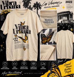Vibra Urbana 2022 Butterfly Tee Light Yellow Size L NEW Festival Grounds