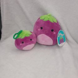 Glena The Eggplant Squishmallow And Clip 