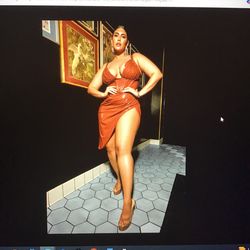 Midnight City Latex MIDI Dress - Cognac FASHIONNOVA