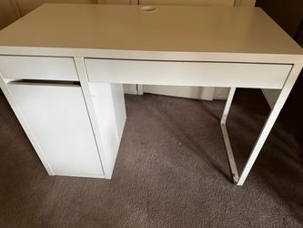 White Desk with Drawers and Cabinet