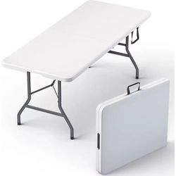 6 Feet Foldable Table with Built in Handle & Steel Legs | Heavy Duty Portable | Perfect for Party,