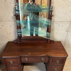 Antique Desk An Mirror 