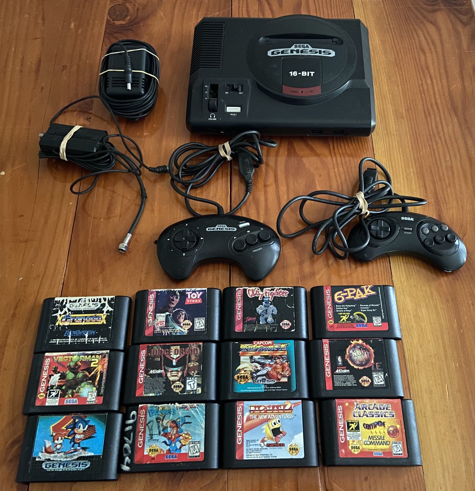 Sega Genesis 1601 Game Console Bundle 2 Controllers And 12 Games Tested Working