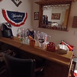 Bar, Bar Mirror And 4 Stools