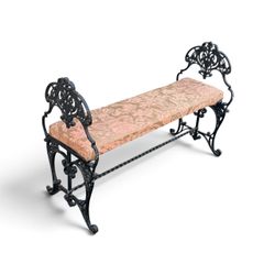 Antique Victorian Stye Cast Iron Window Bench w/ Upholstered Seat