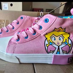 Super Mario Princess Peach Big Girl High Top Sneakers Size 5