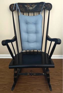 1970 Lock 1776 Bicentennial Rocking Chair, Federal Eagle 13 Star Americana Windsor Rocker
