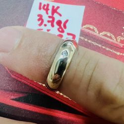 14K Solid White Gold Wedding Band 3.7Gr Size 7