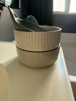 3 ceramic cat bowls