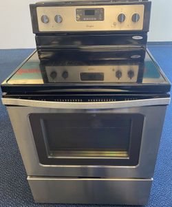 Stainless Steel Whirlpool Five Burner Glass Top Electric Stove (2-0179)