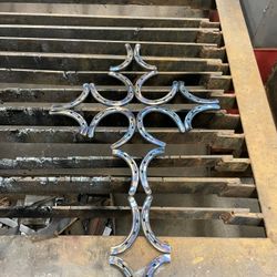 Handmade Cross Made From Horse Shoes (Colored)
