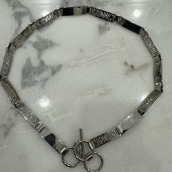 Vintage Moschino designer silver tone metal chain logo links belt 80 - ONLY $125