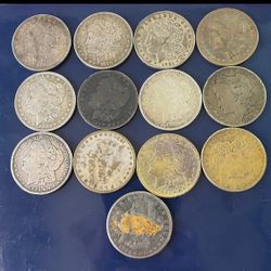 Lot of 13 Morgan Silver  Dollars Mixed Dates 1878~192 contact info removed).