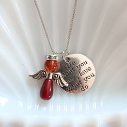 Do What You Love Angel With Silver Chain