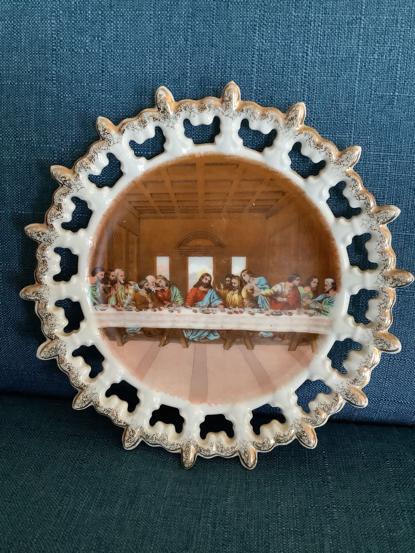Lefton China Hand Painted Last Supper Wall Decor In Excellent Conditions