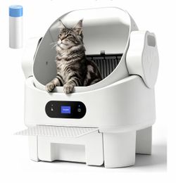 Self Cleaning Cat Litter Box,Ultra-Quiet,Display,Anti-Pinch,8L Waste Bin