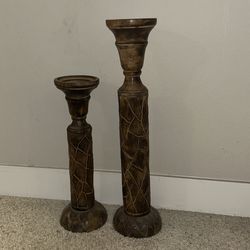 Wooden Candle Holder Set