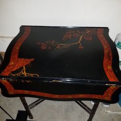 Maitland Smith Table Leaf Drop Floral Design Hand Painted Vintage Antique Wood Carved