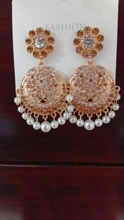 Gold-Tone Chandelier Earrings with Pearl Drops