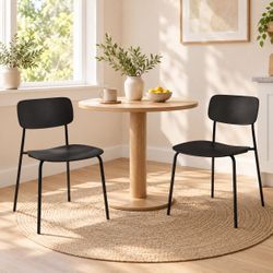 Black Modern Dining Chairs - Set of 2 - New