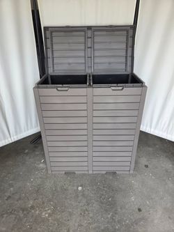 💥 62 Gallon Outdoor Trash Bin with Lid – Weatherproof Resin Garbage Can Drip Tray Grey 🚀🗑️