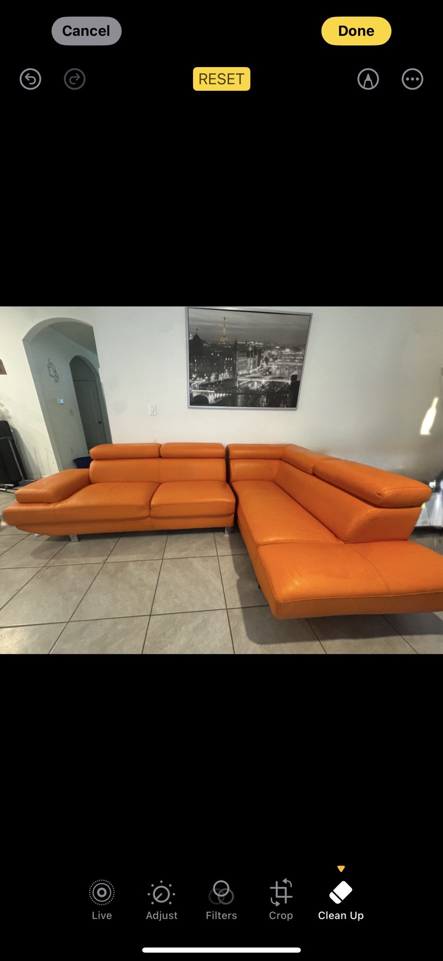 Orange Leather Sectional