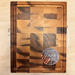 New Cook’s Supply Co. End-Grain Wooden Cutting Board 14”x11” Juice Groove Handles