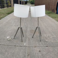 2 Adjustable Height Tripod Table Lamps