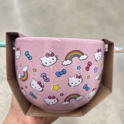 NWT Hello Kitty ceramic bowl with chopsticks set 