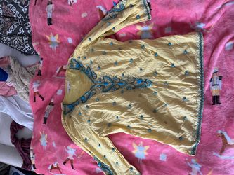 Yellow Embroidered Beaded Tunic Top