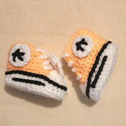 HANDMADE Peach Crochet Converse BOOTIES By Moore Essence 