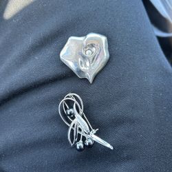 Sterling Silver Pearl Pins 