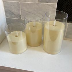 Set Of 3 Led Candles Battery 