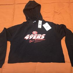 WEAR by Erin Andrews Woman SF 49ers Crop Top Hoodie-Medium