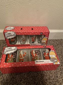 The Simpsons 4-Pack Christmas Pint Glass Set Santa Homer