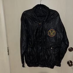 Leather Jacket W/Patch, Served In Desert Storm