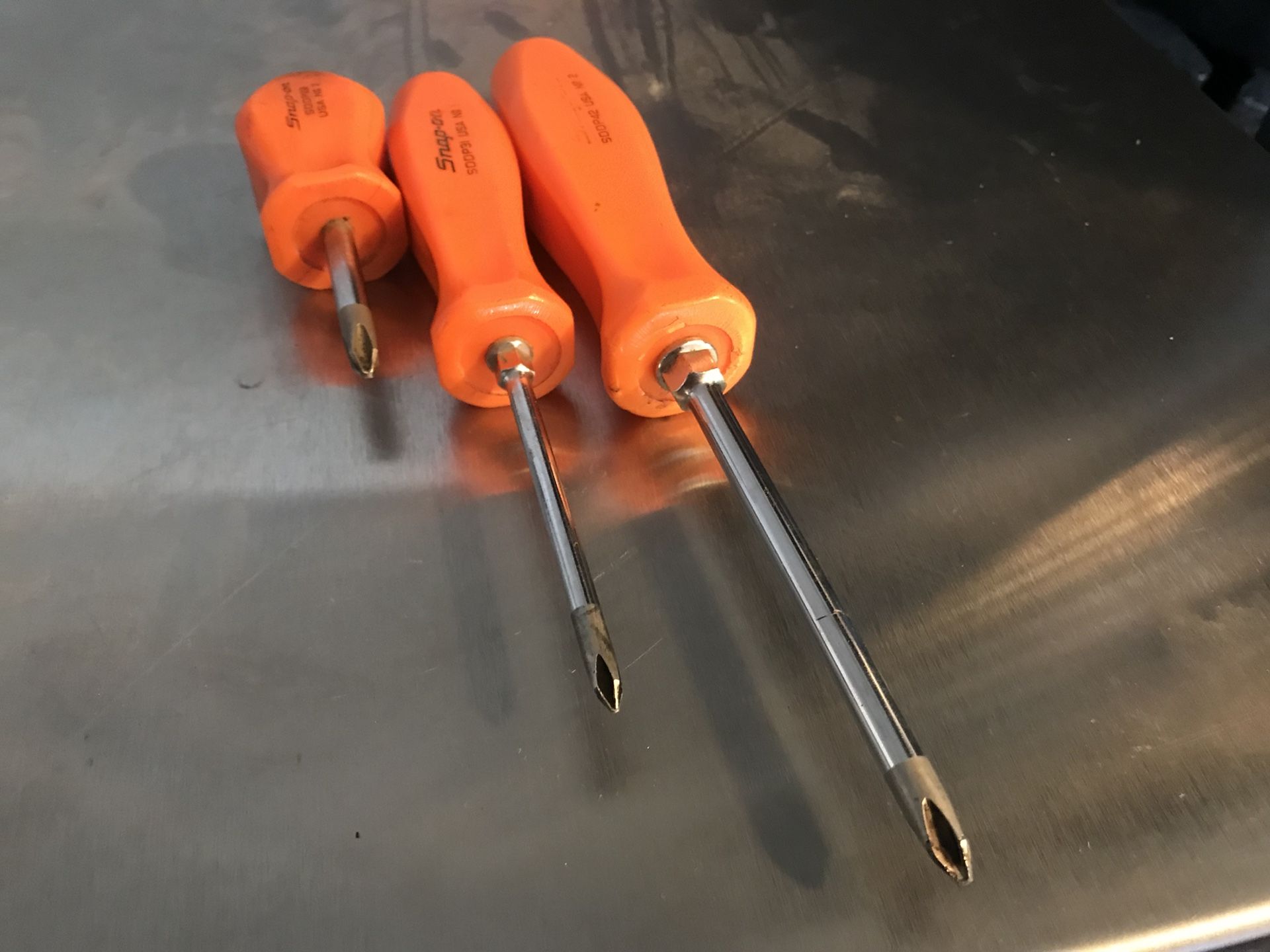 Vintage Snap On Harley Davidson Orange Hard Handle Screwdriver Set for