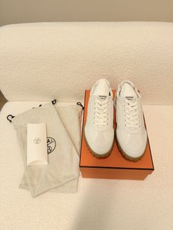 Hermes Nappa Suede Goatskin Jet Sneakers 37