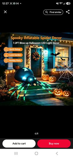 7.2 FT Giant Halloween Inflatable Spider with LED Lights ā New