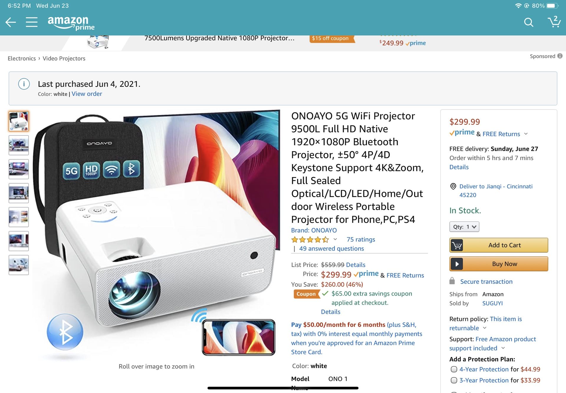 ONOAYO 5G WiFi Projector