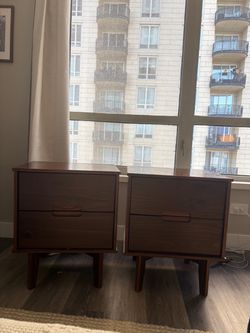 2-Drawer Wooden Nighstands - Set of 2