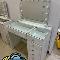 White vanity desk led lights new mueble peinador