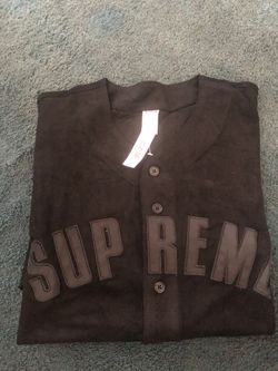 Supreme Ultra Suede Baseball Jersey Size M NWT Black SS24