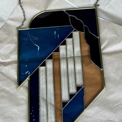 Bold Geometric Stained Glass Panel – Art Deco-Inspired Statement Piece