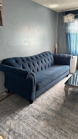 Blue Tufted Chesterfield Sofa